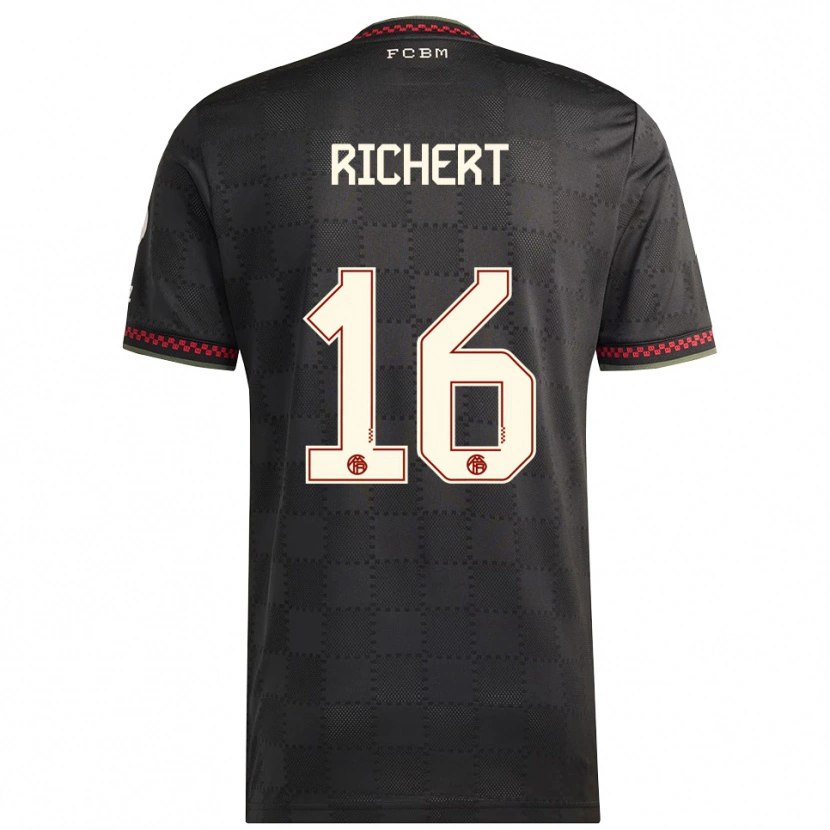 Danxen Hombre Camiseta Leonhard Richert #16 Negro Blanco Equipación Tercera 2025/26 La Camisa