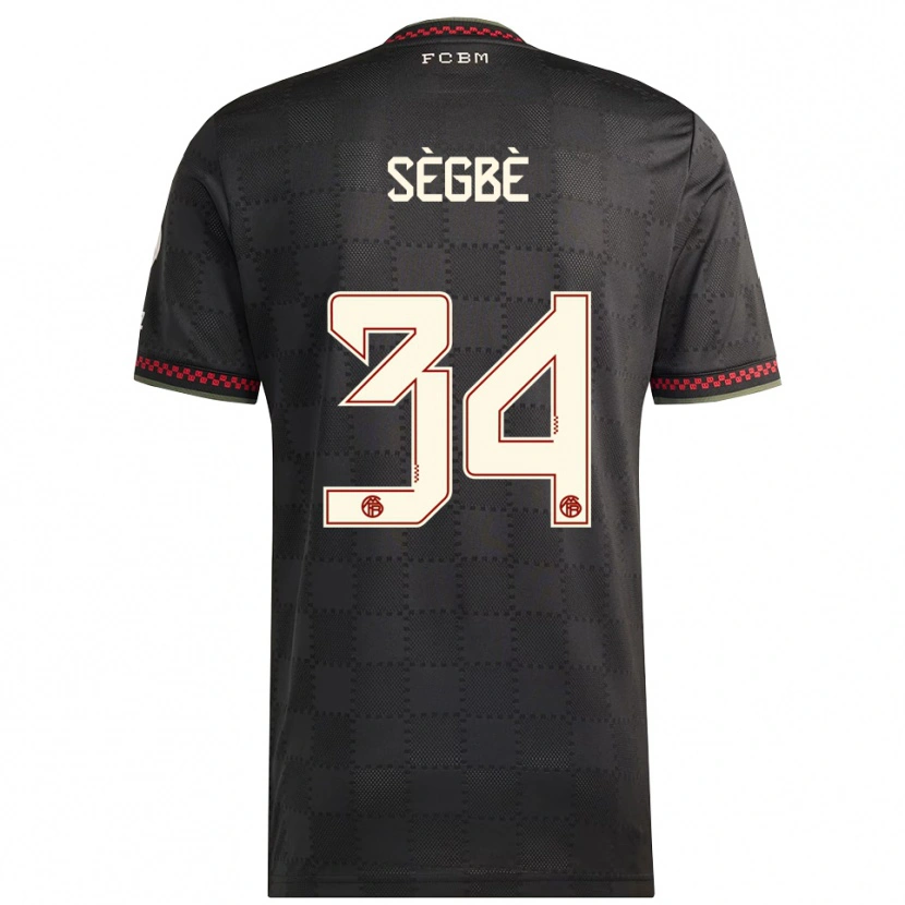 Danxen Hombre Camiseta Désiré Sègbè #34 Negro Blanco Equipación Tercera 2025/26 La Camisa