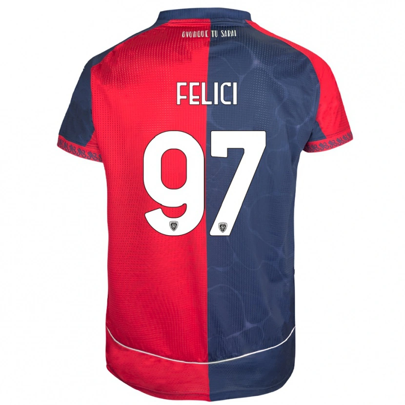 Danxen Mujer Camiseta Mattia Felici #97 Rojo Marino 1ª Equipación 2025/26 La Camisa
