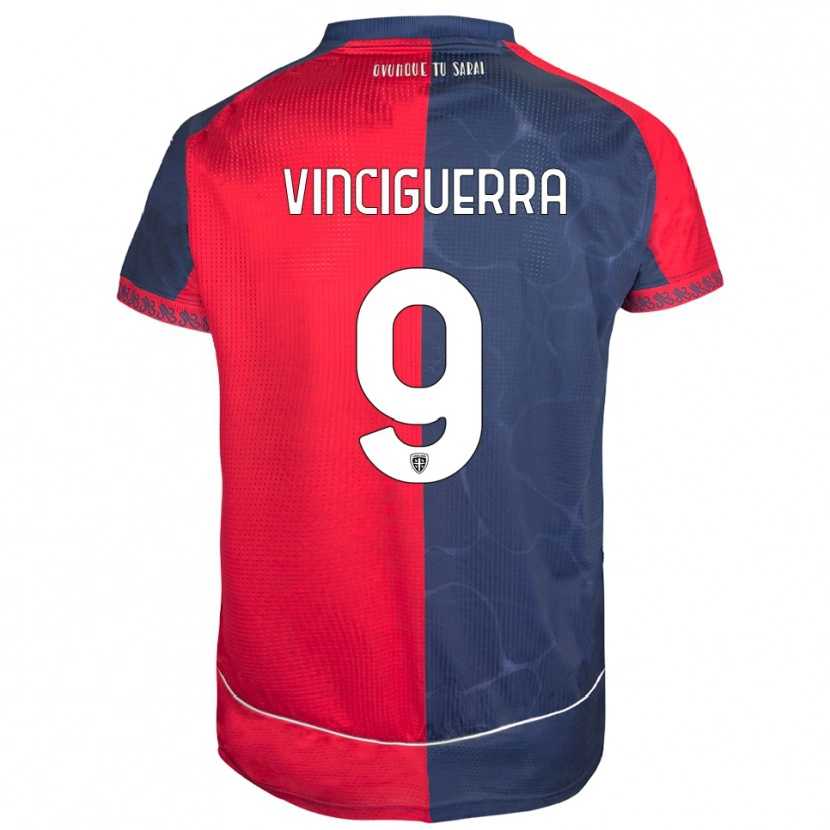 Danxen Mujer Camiseta Alessandro Vinciguerra #9 Rojo Marino 1ª Equipación 2025/26 La Camisa