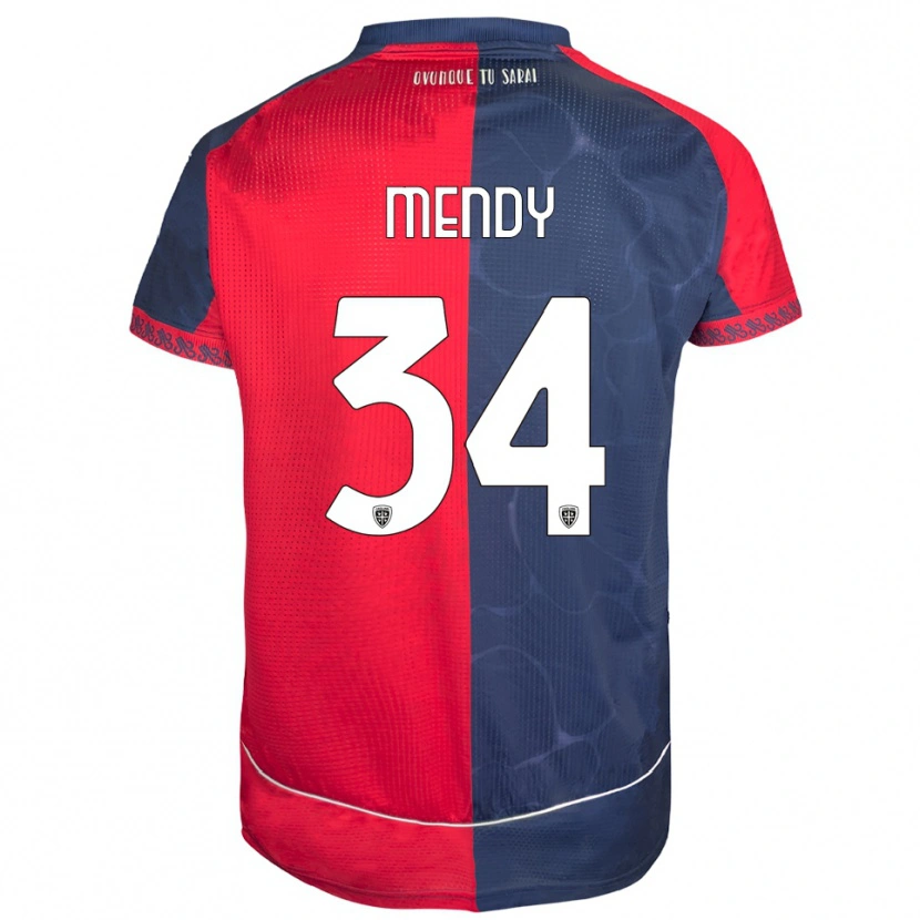Danxen Mujer Camiseta Paul Mendy #34 Rojo Marino 1ª Equipación 2025/26 La Camisa