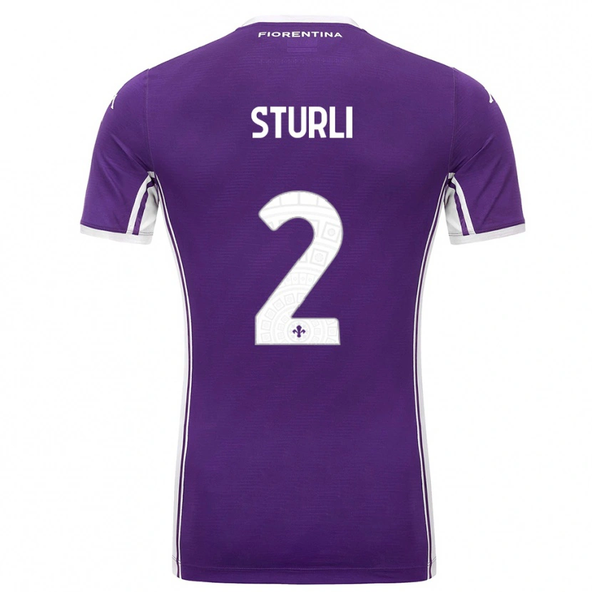 Danxen Mujer Camiseta Edoardo Sturli #2 Púrpura Blanco 1ª Equipación 2025/26 La Camisa