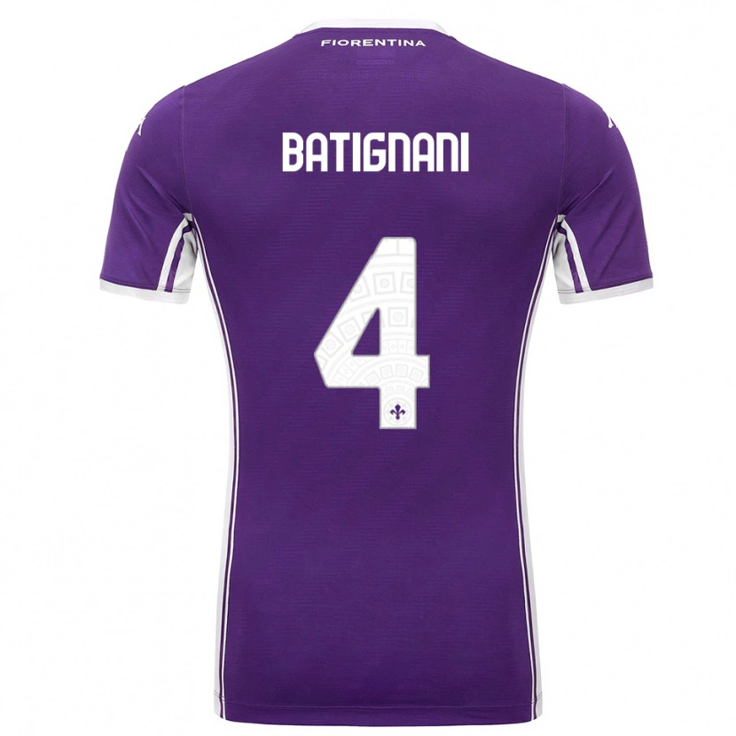 Danxen Mujer Camiseta Francesco Batignani #4 Púrpura Blanco 1ª Equipación 2025/26 La Camisa