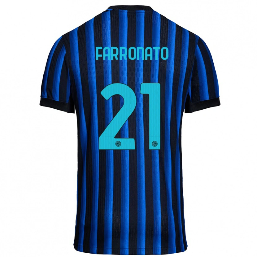 Danxen Mujer Camiseta Matteo Farronato #21 Negro Azul 1ª Equipación 2025/26 La Camisa