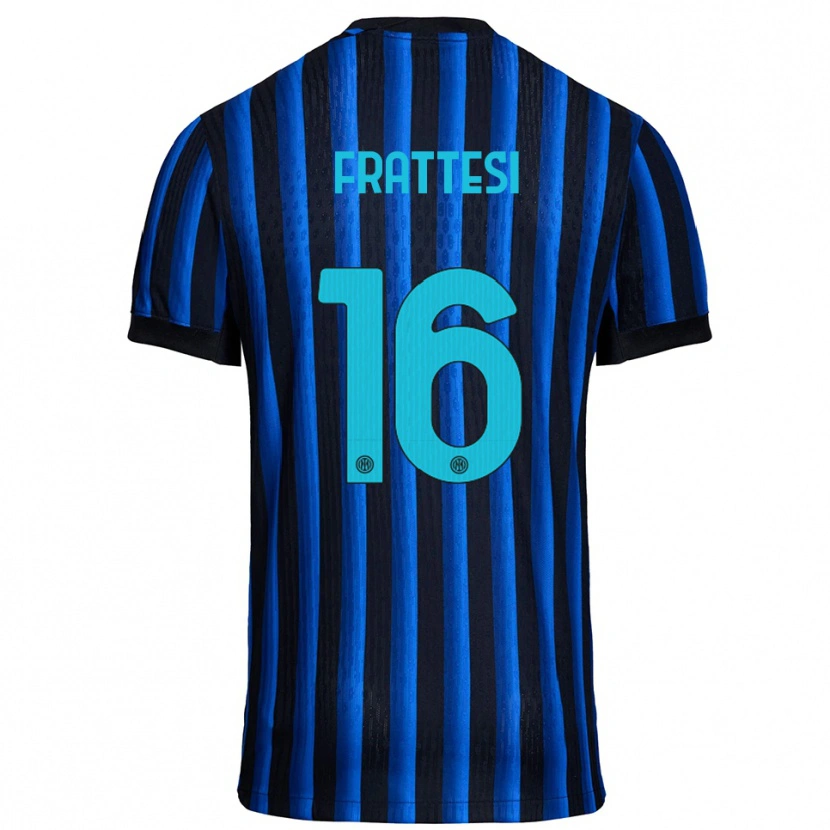 Danxen Mujer Camiseta Davide Frattesi #16 Negro Azul 1ª Equipación 2025/26 La Camisa