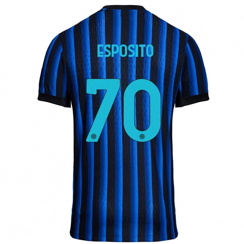 Danxen Mujer Camiseta Sebastiano Esposito #70 Negro Azul 1ª Equipación 2025/26 La Camisa