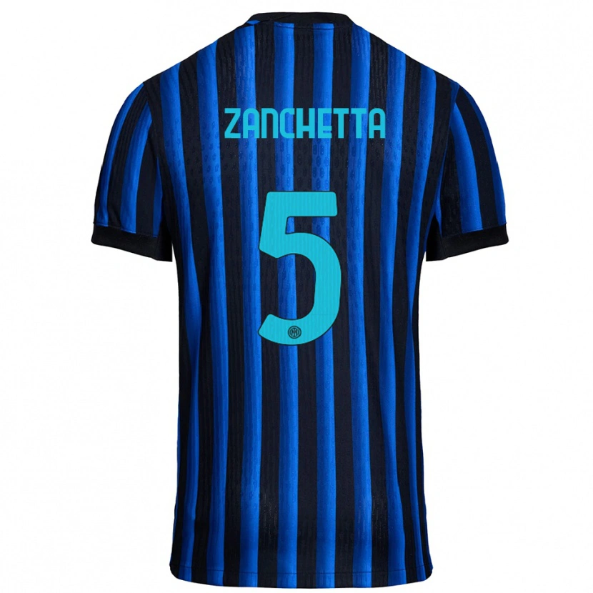 Danxen Mujer Camiseta Mattia Zanchetta #5 Negro Azul 1ª Equipación 2025/26 La Camisa