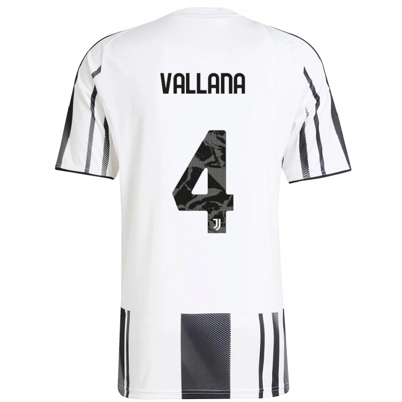 Danxen Mujer Camiseta Edoardo Vallana #4 Blanco Negro 1ª Equipación 2025/26 La Camisa