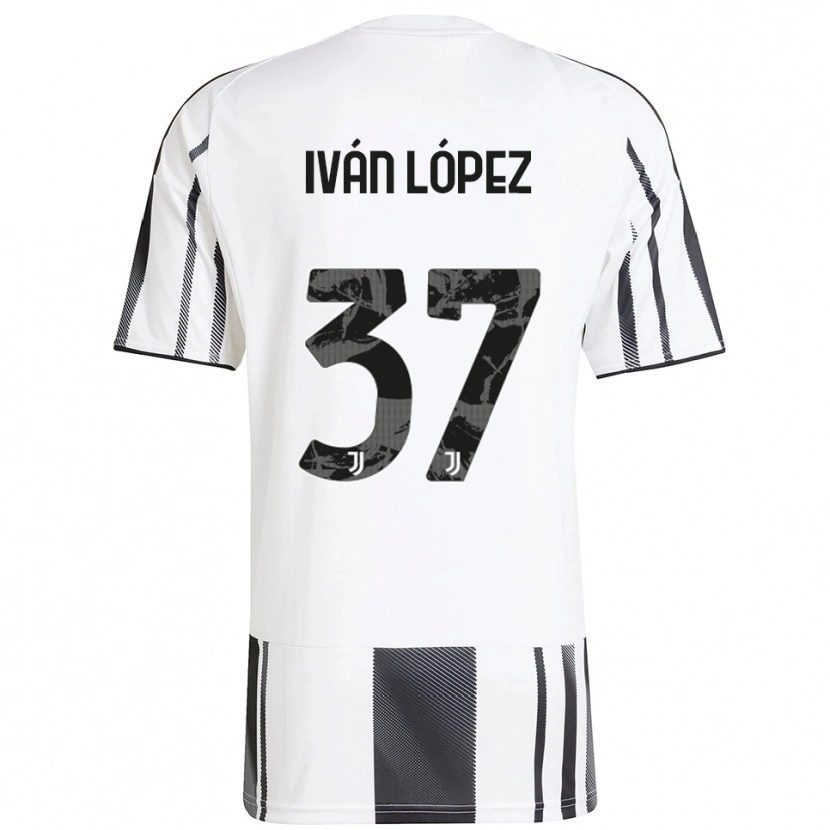 Danxen Mujer Camiseta Iván López #37 Blanco Negro 1ª Equipación 2025/26 La Camisa
