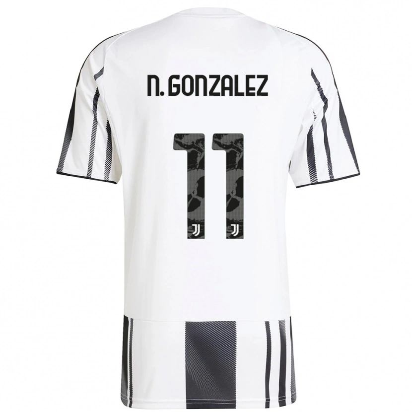 Danxen Mujer Camiseta Nico González #11 Blanco Negro 1ª Equipación 2025/26 La Camisa