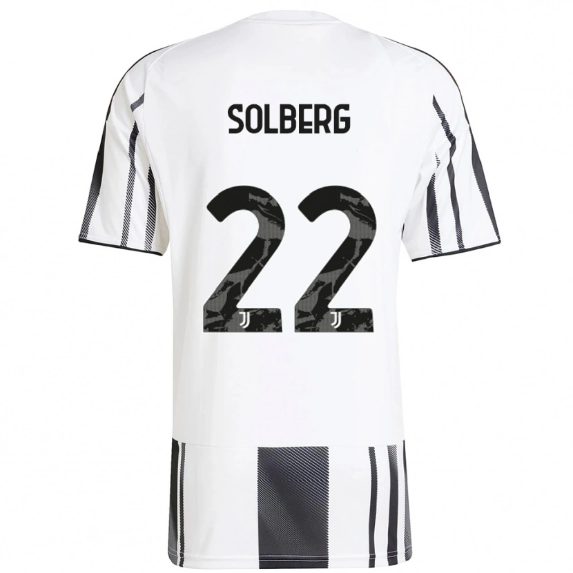Danxen Mujer Camiseta Elias Solberg #22 Blanco Negro 1ª Equipación 2025/26 La Camisa