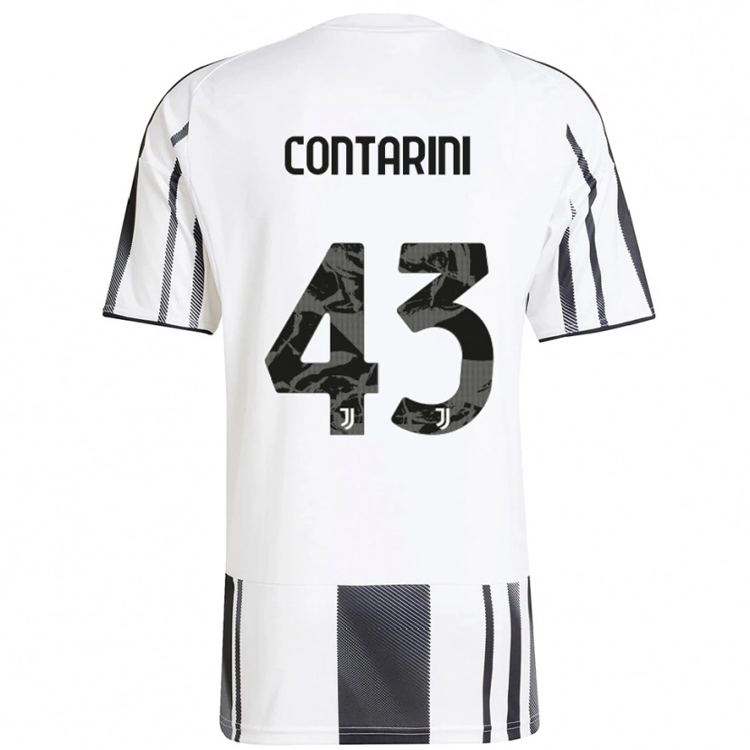 Danxen Mujer Camiseta Jacopo Contarini #43 Blanco Negro 1ª Equipación 2025/26 La Camisa