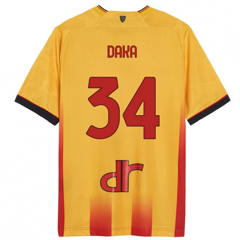 Danxen Mujer Camiseta Dario Daka #34 Amarillo Naranja 1ª Equipación 2025/26 La Camisa