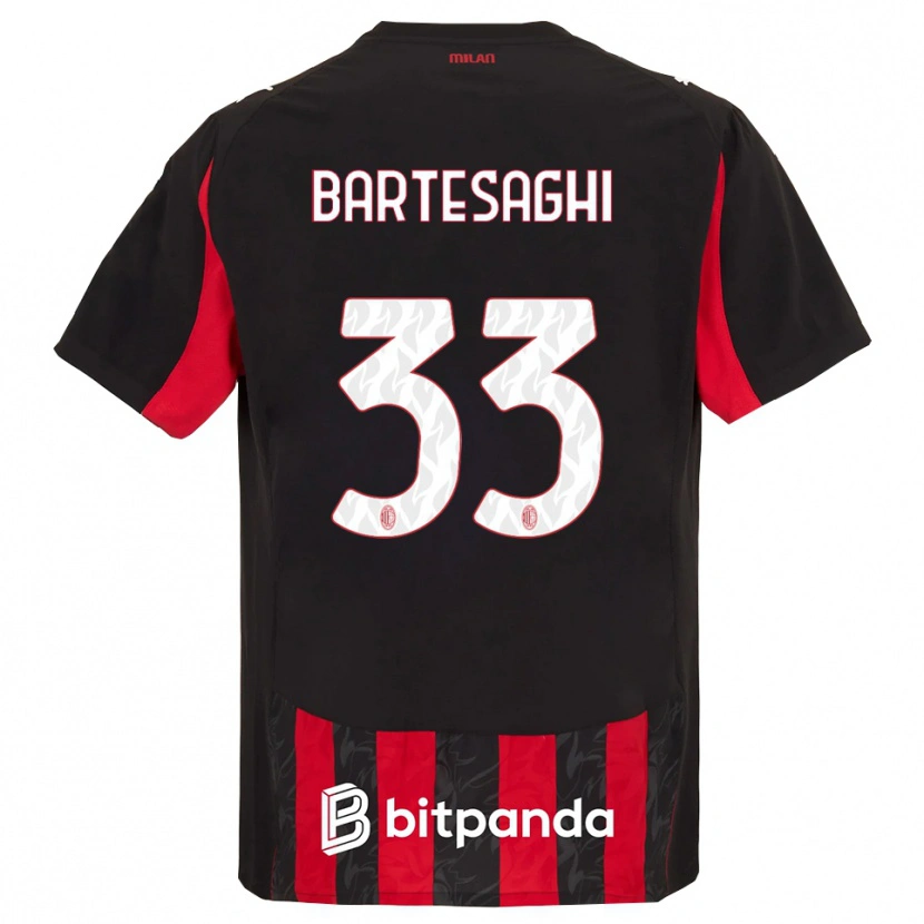 Danxen Mujer Camiseta Davide Bartesaghi #33 Rojo Negro 1ª Equipación 2025/26 La Camisa