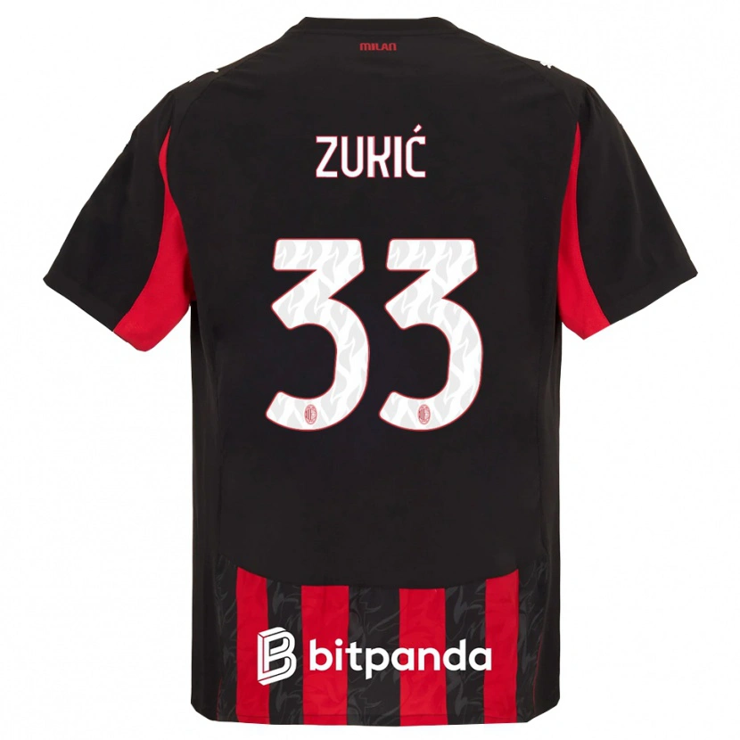 Danxen Mujer Camiseta Damir Zukić #33 Rojo Negro 1ª Equipación 2025/26 La Camisa