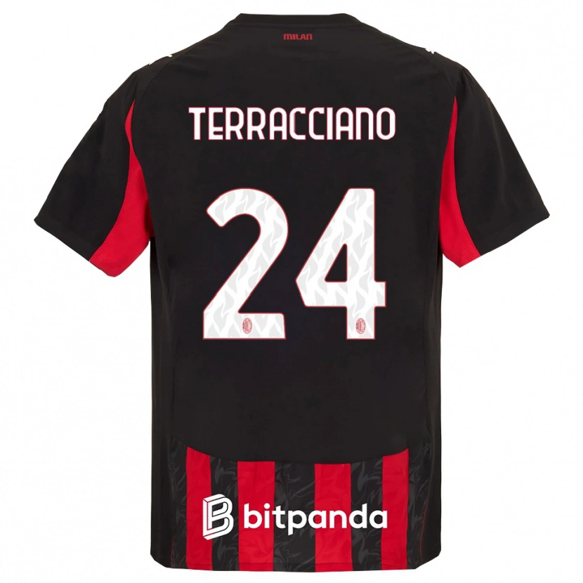 Danxen Mujer Camiseta Filippo Terracciano #24 Rojo Negro 1ª Equipación 2025/26 La Camisa