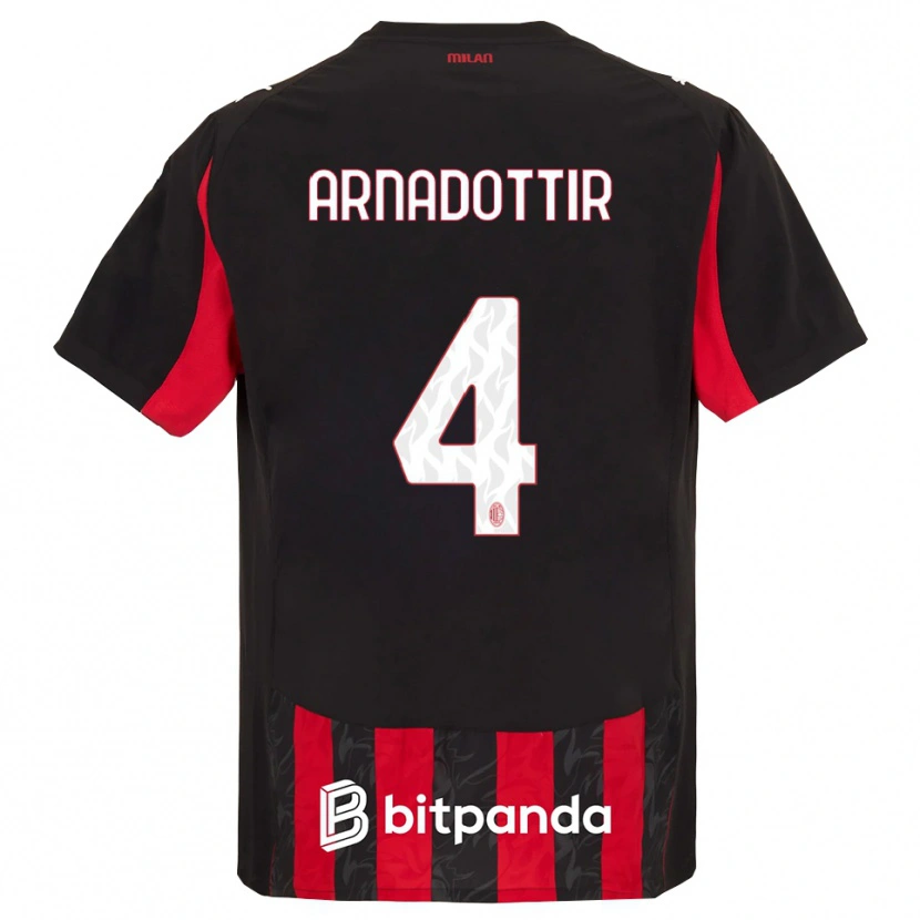Danxen Mujer Camiseta Guony Arnadottir #4 Rojo Negro 1ª Equipación 2025/26 La Camisa