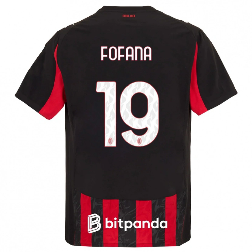 Danxen Mujer Camiseta Youssouf Fofana #19 Rojo Negro 1ª Equipación 2025/26 La Camisa