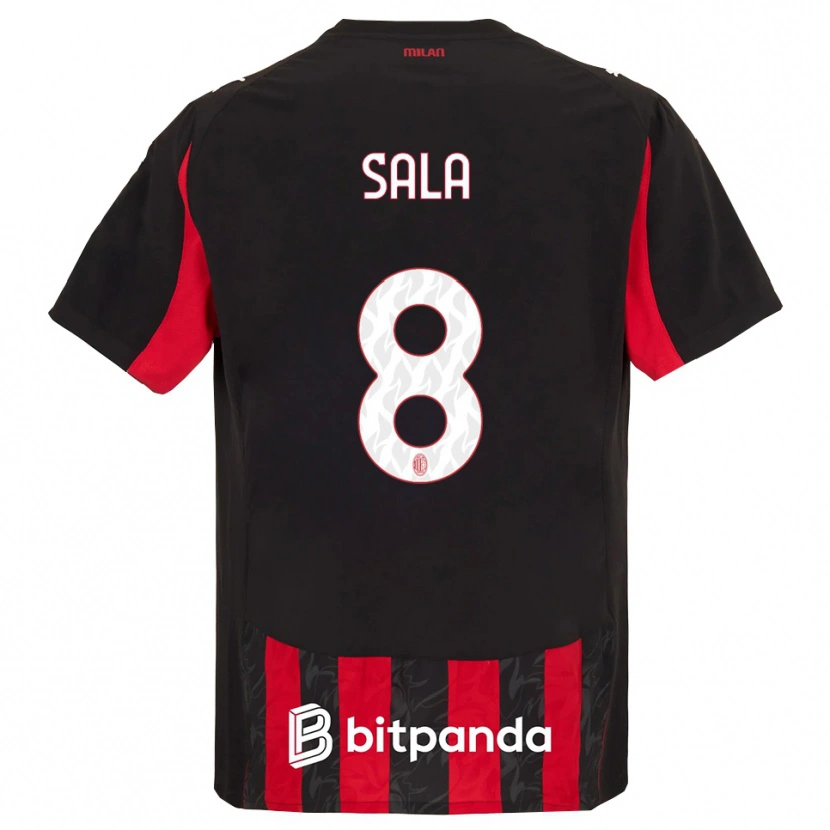 Danxen Mujer Camiseta Emanuele Sala #8 Rojo Negro 1ª Equipación 2025/26 La Camisa