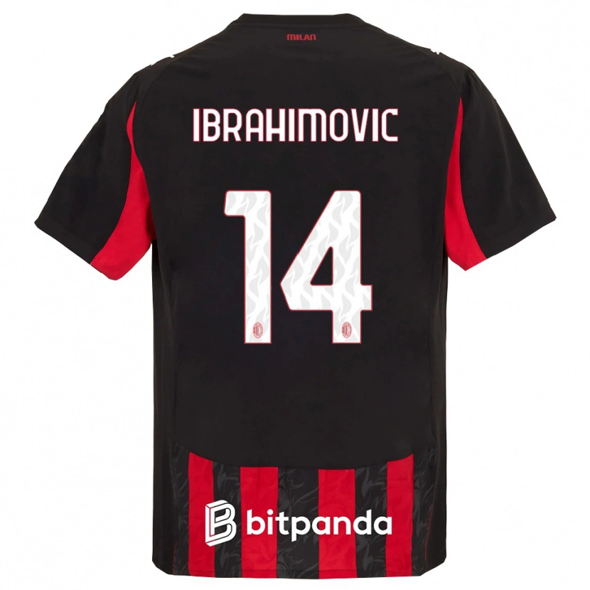 Danxen Mujer Camiseta Vincent Ibrahimović #14 Rojo Negro 1ª Equipación 2025/26 La Camisa