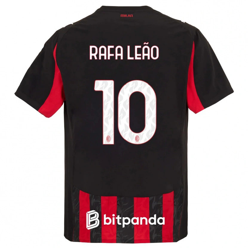 Danxen Mujer Camiseta Rafael Leão #10 Rojo Negro 1ª Equipación 2025/26 La Camisa