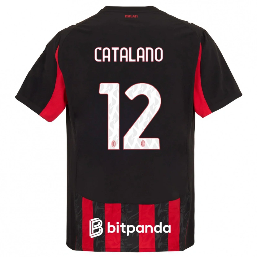 Danxen Mujer Camiseta Alessio Catalano #12 Rojo Negro 1ª Equipación 2025/26 La Camisa