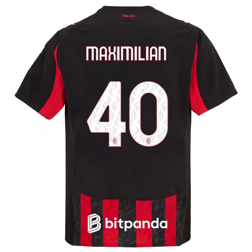 Danxen Mujer Camiseta Maximilian Ibrahimović #40 Rojo Negro 1ª Equipación 2025/26 La Camisa