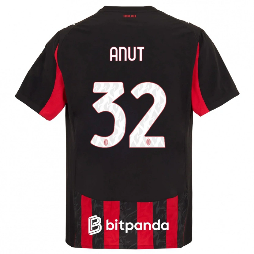 Danxen Mujer Camiseta Niccolo Anut #32 Rojo Negro 1ª Equipación 2025/26 La Camisa