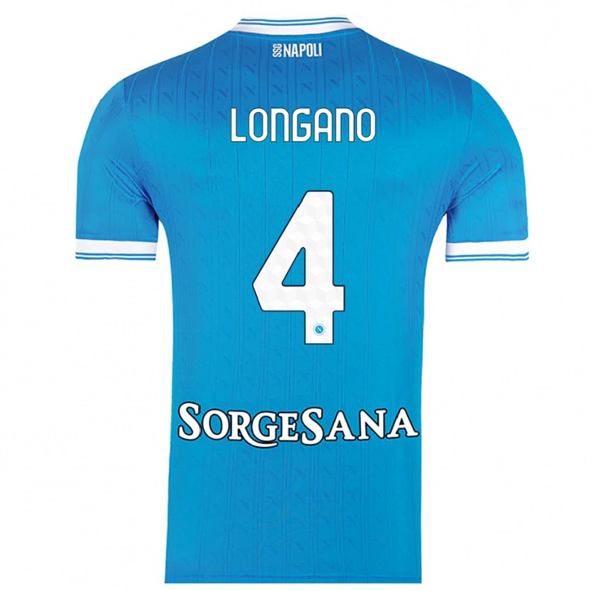Danxen Mujer Camiseta Salvatore Longano #4 Azul Cielo Blanco 1ª Equipación 2025/26 La Camisa