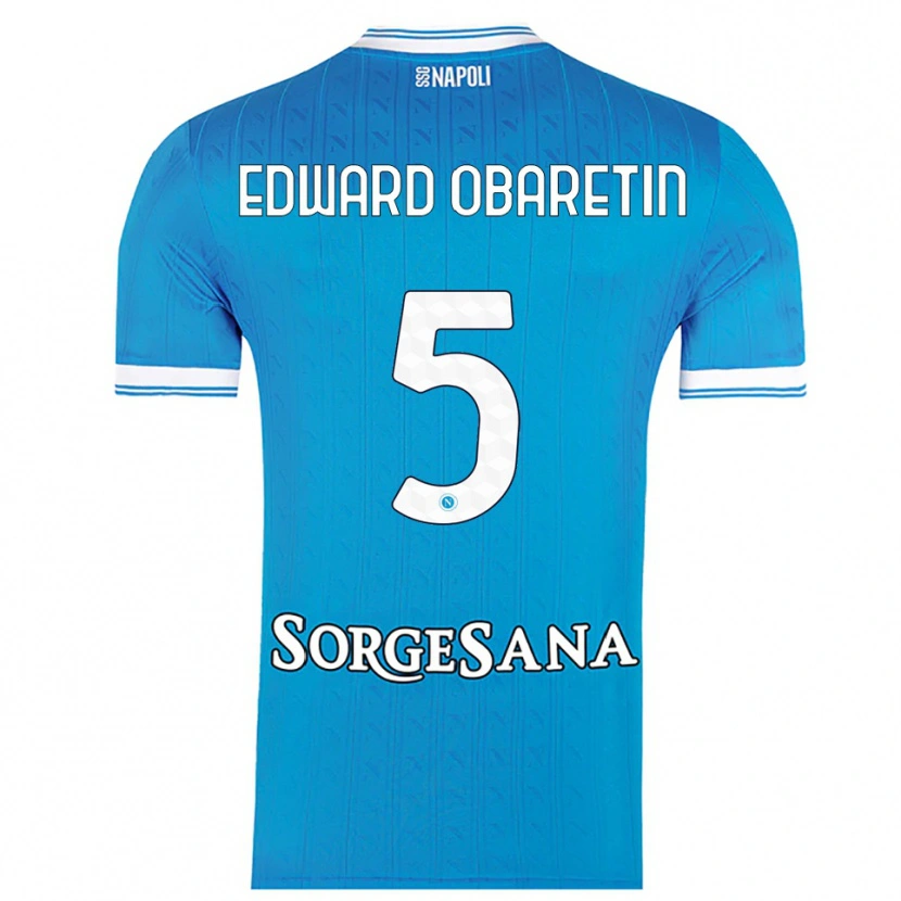 Danxen Mujer Camiseta Nosa Edward Obaretin #5 Azul Cielo Blanco 1ª Equipación 2025/26 La Camisa