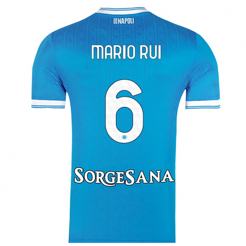 Danxen Mujer Camiseta Mario Rui #6 Azul Cielo Blanco 1ª Equipación 2025/26 La Camisa
