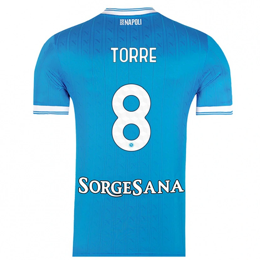 Danxen Mujer Camiseta Christian Torre #8 Azul Cielo Blanco 1ª Equipación 2025/26 La Camisa