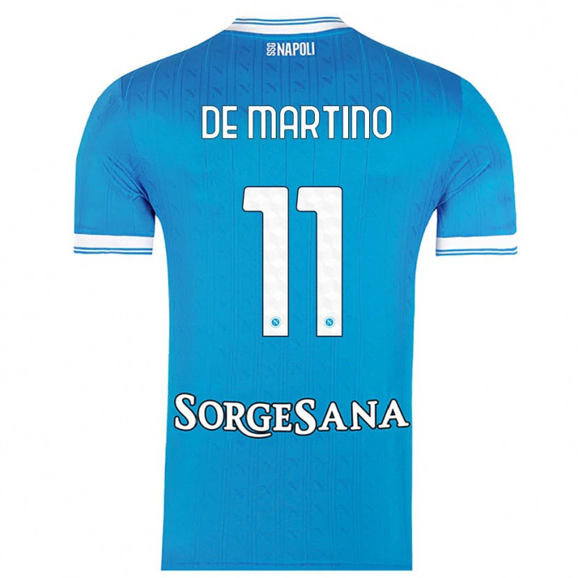 Danxen Mujer Camiseta Giuseppe De Martino #11 Azul Cielo Blanco 1ª Equipación 2025/26 La Camisa