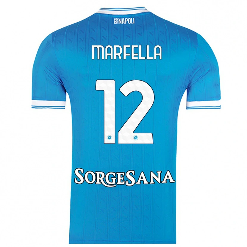 Danxen Mujer Camiseta Davide Marfella #12 Azul Cielo Blanco 1ª Equipación 2025/26 La Camisa