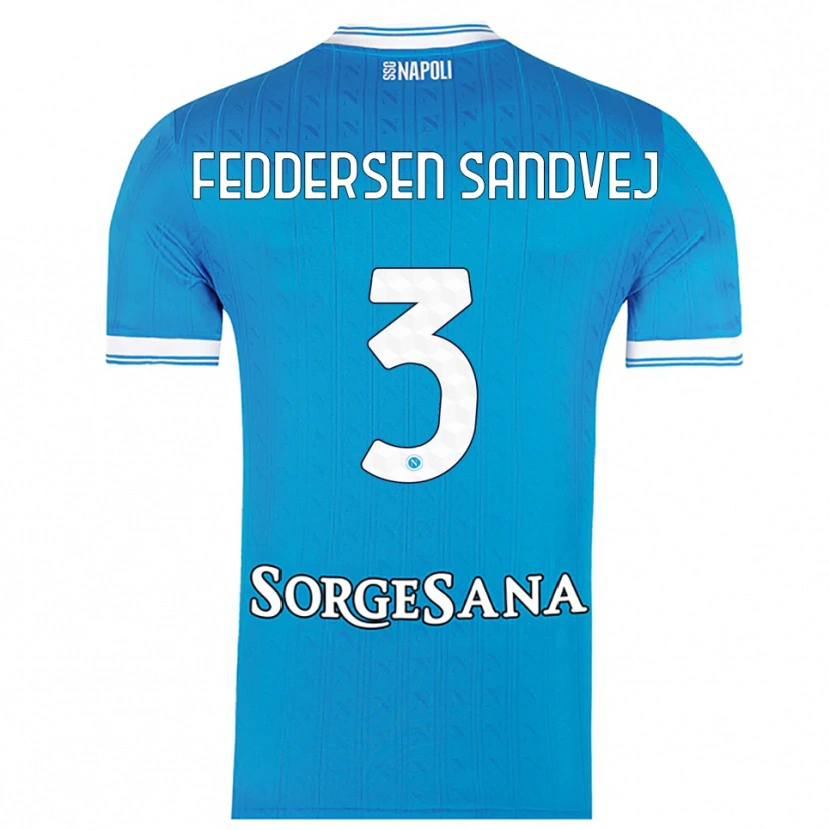 Danxen Mujer Camiseta Cecilie Feddersen Sandvej #3 Azul Cielo Blanco 1ª Equipación 2025/26 La Camisa
