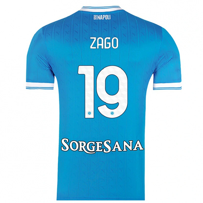 Danxen Mujer Camiseta Gabriele Zago #19 Azul Cielo Blanco 1ª Equipación 2025/26 La Camisa