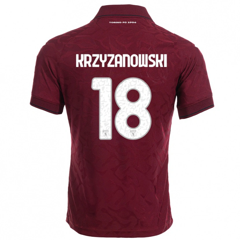 Danxen Mujer Camiseta Jakub Krzyzanowski #18 Borgoña Blanco 1ª Equipación 2025/26 La Camisa