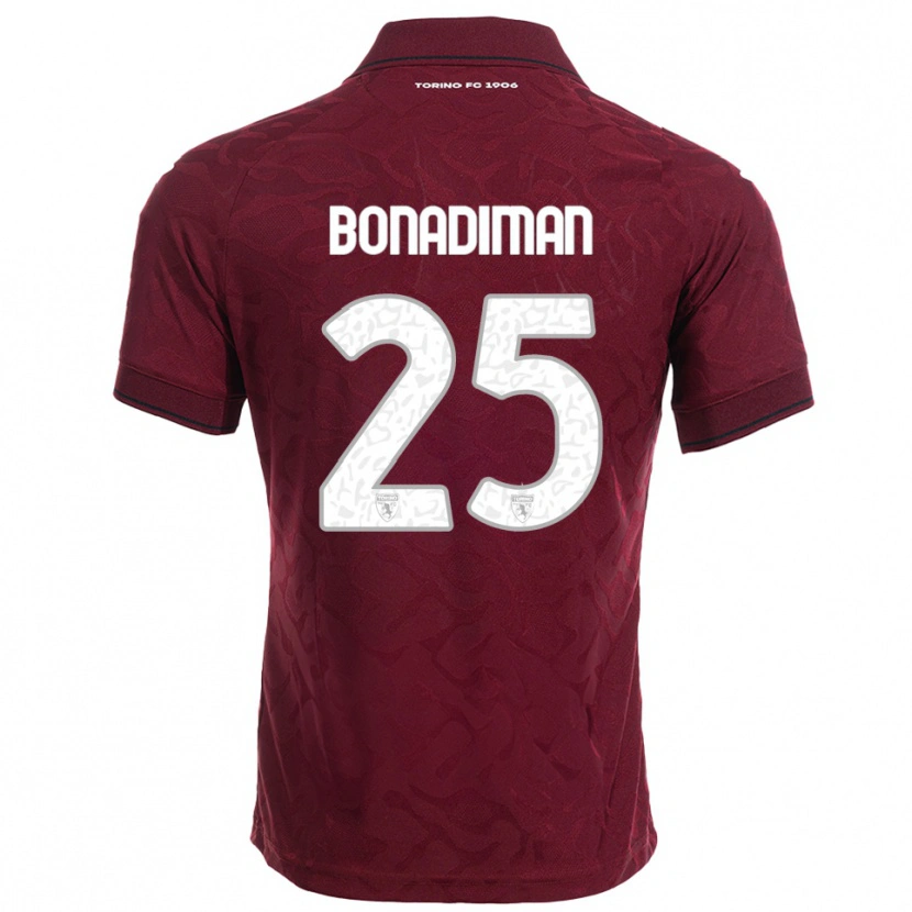 Danxen Mujer Camiseta Matteo Bonadiman #25 Borgoña Blanco 1ª Equipación 2025/26 La Camisa