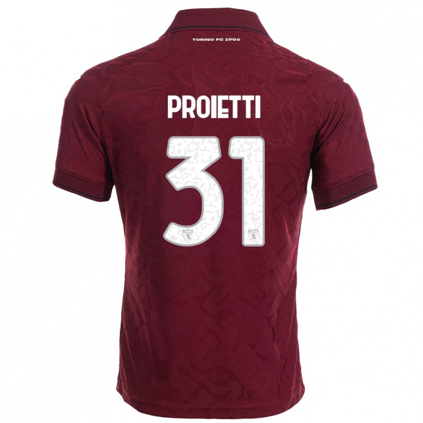 Danxen Mujer Camiseta Riccardo Proietti #31 Borgoña Blanco 1ª Equipación 2025/26 La Camisa