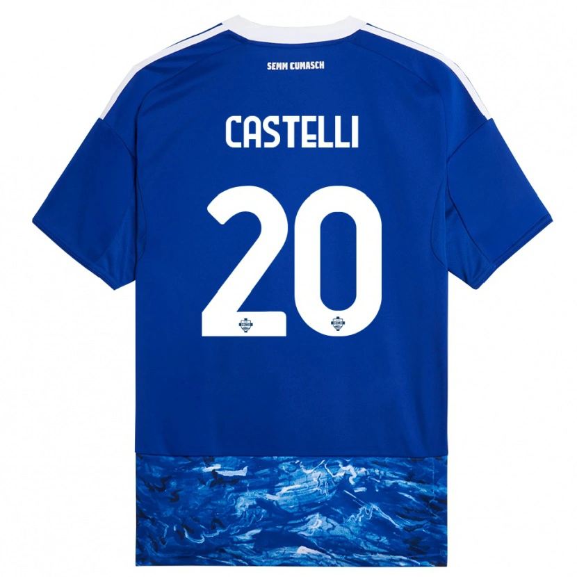 Danxen Mujer Camiseta Matteo Castelli #20 Azul Blanco 1ª Equipación 2025/26 La Camisa
