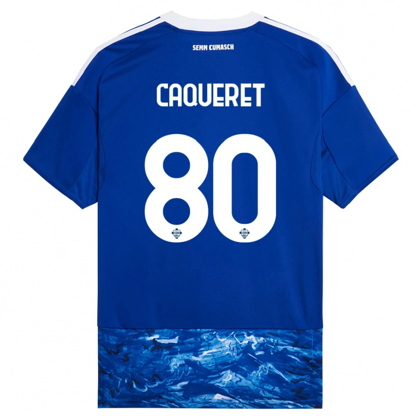 Danxen Mujer Camiseta Maxence Caqueret #80 Azul Blanco 1ª Equipación 2025/26 La Camisa