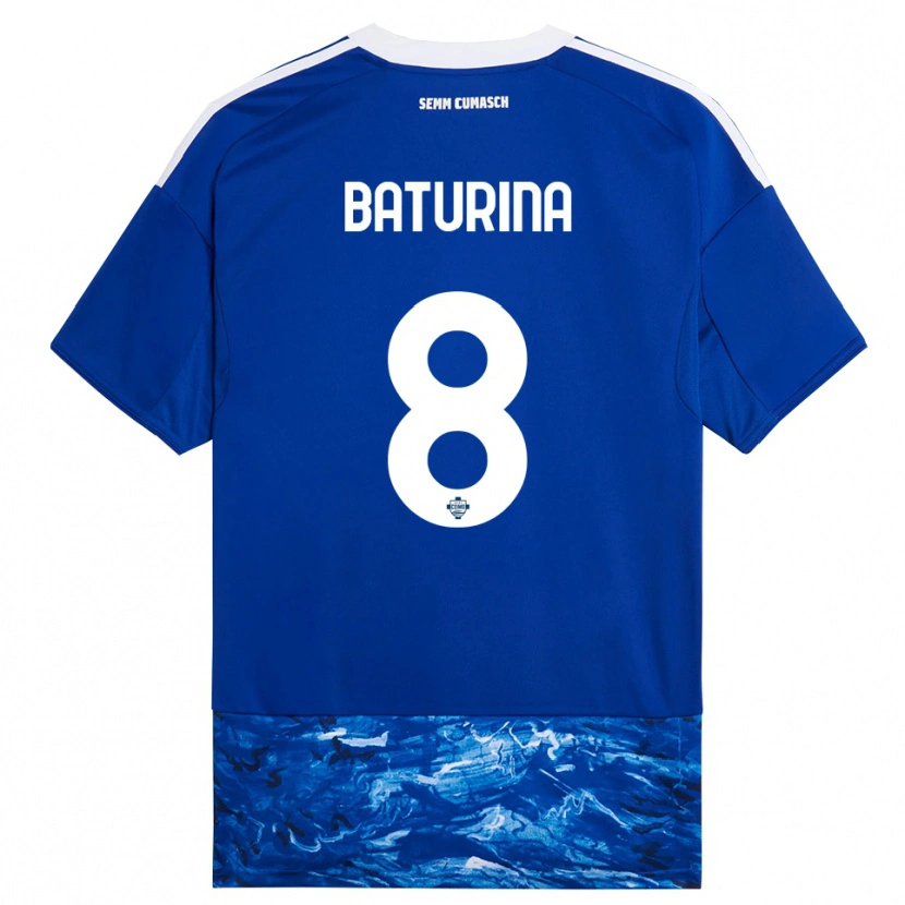Danxen Mujer Camiseta Martin Baturina #8 Azul Blanco 1ª Equipación 2025/26 La Camisa