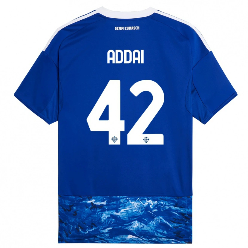 Danxen Mujer Camiseta Jayden Addai #42 Azul Blanco 1ª Equipación 2025/26 La Camisa