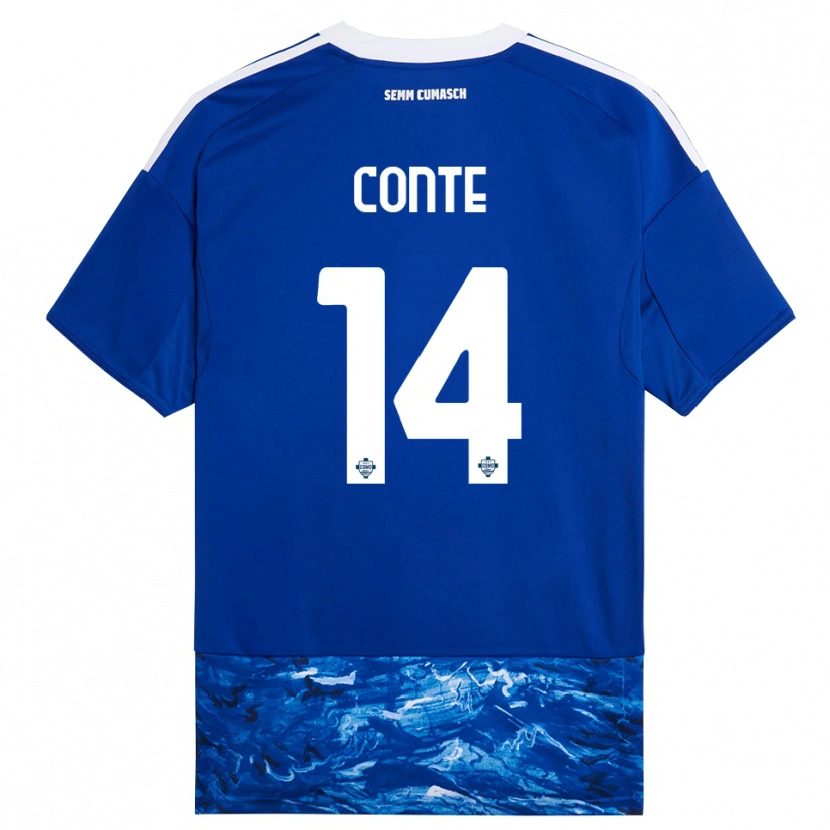 Danxen Mujer Camiseta Federico Conte #14 Azul Blanco 1ª Equipación 2025/26 La Camisa