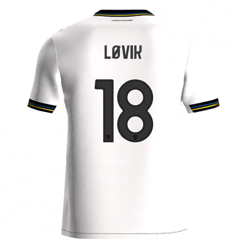 Danxen Mujer Camiseta Mathias Løvik #18 Blanco Negro 1ª Equipación 2025/26 La Camisa