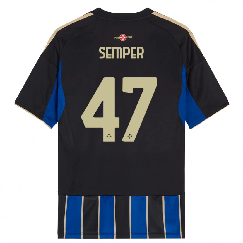 Danxen Mujer Camiseta Adrian Semper #47 Negro Azul 1ª Equipación 2025/26 La Camisa