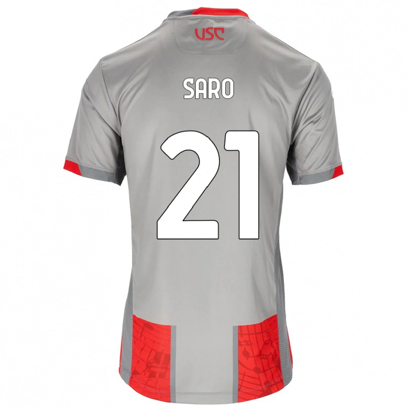 Danxen Mujer Camiseta Gianluca Saro #21 Rojo Gris 1ª Equipación 2025/26 La Camisa