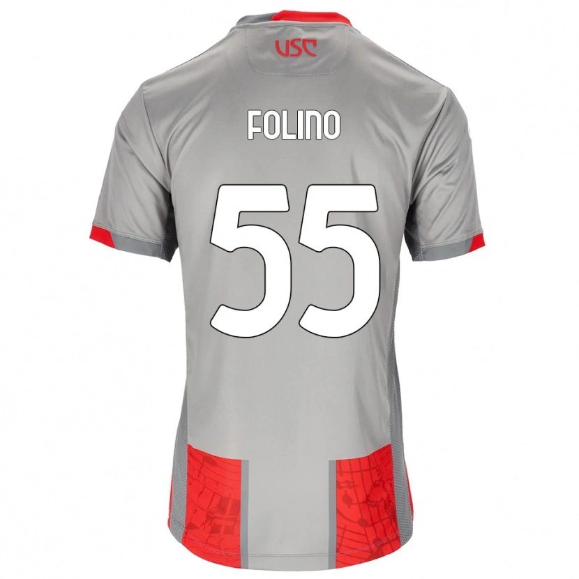 Danxen Mujer Camiseta Francesco Folino #55 Rojo Gris 1ª Equipación 2025/26 La Camisa