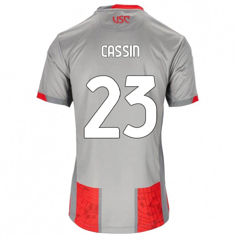 Danxen Mujer Camiseta Marco Cassin #23 Rojo Gris 1ª Equipación 2025/26 La Camisa
