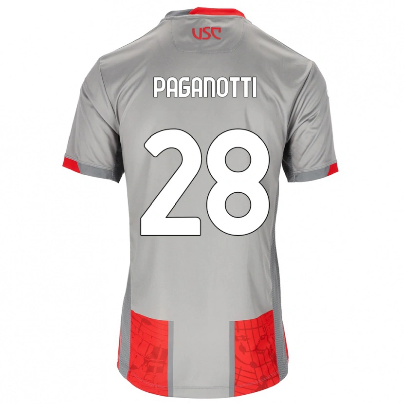 Danxen Mujer Camiseta Michele Paganotti #28 Rojo Gris 1ª Equipación 2025/26 La Camisa